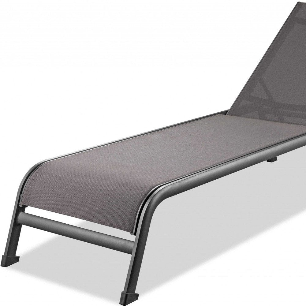 Set of Two 23 Taupe Metal Outdoor Chaise Lounge