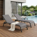 Set of Two 23 Taupe Metal Outdoor Chaise Lounge