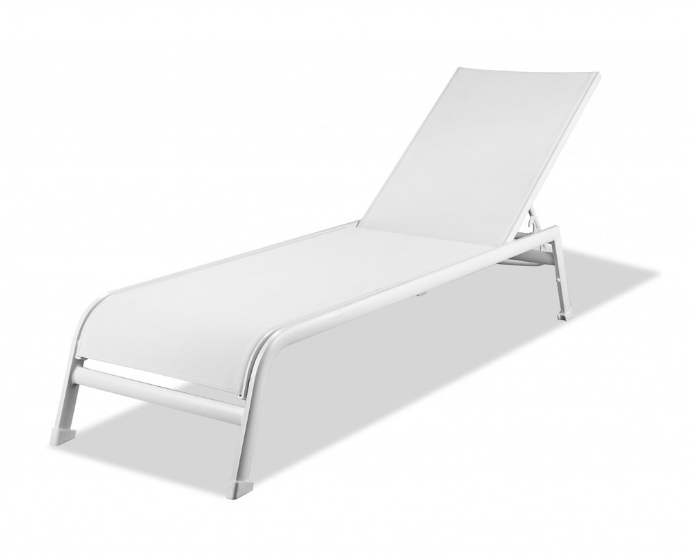 Set of Two 23 White and Chrome Indoor Outdoor Chaise Lounge