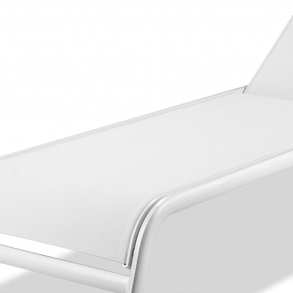 Set of Two 23 White and Chrome Indoor Outdoor Chaise Lounge