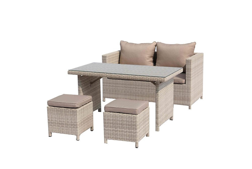 Beige Glass and Iron Coffee Table - 50-inch