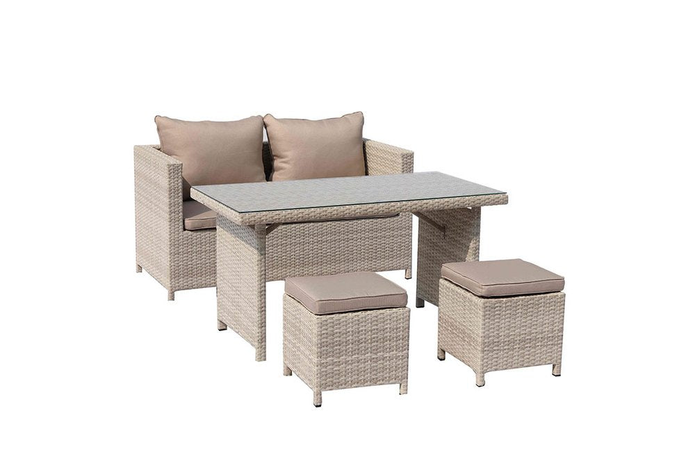 Beige Glass and Iron Coffee Table - 50-inch