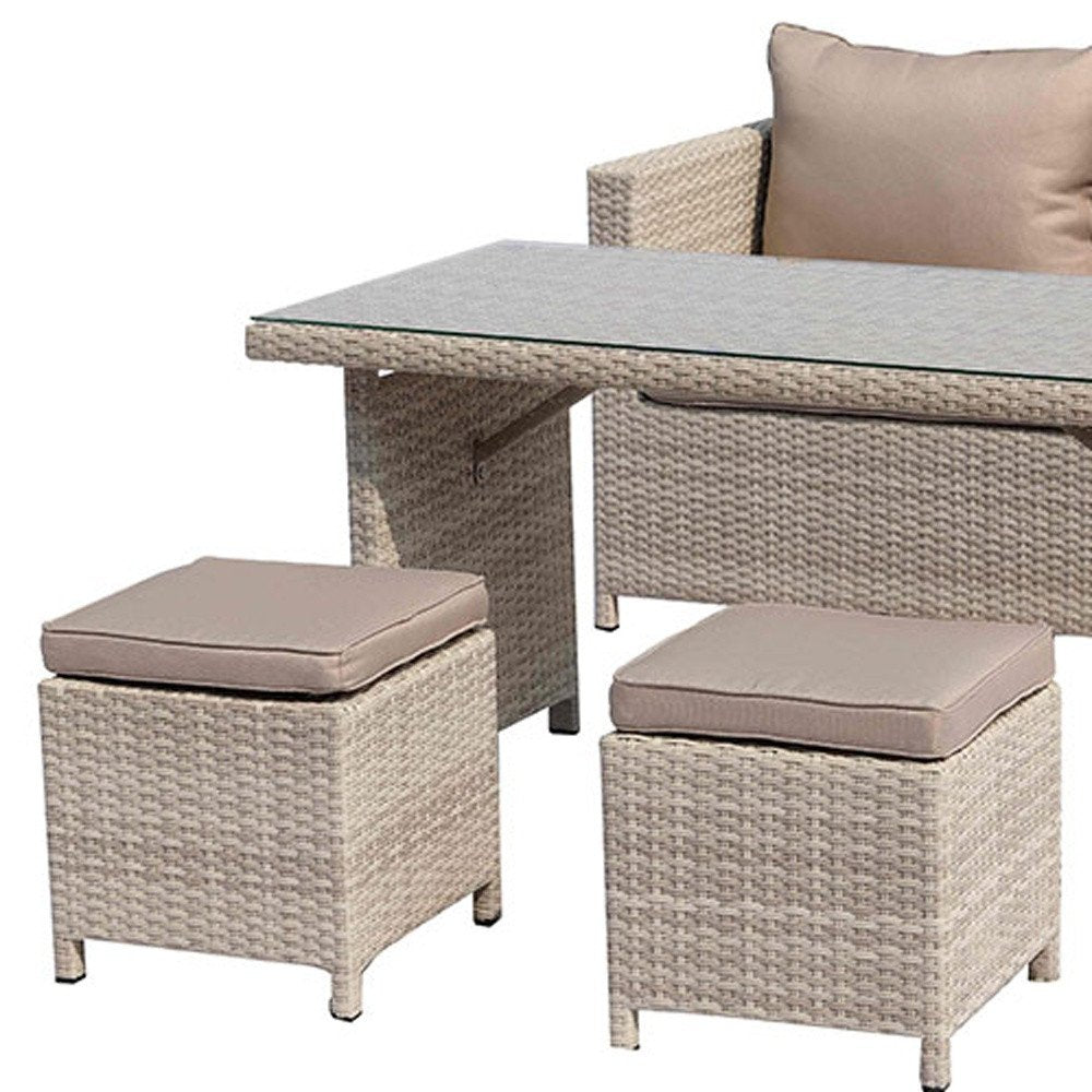 Beige Glass and Iron Coffee Table - 50-inch