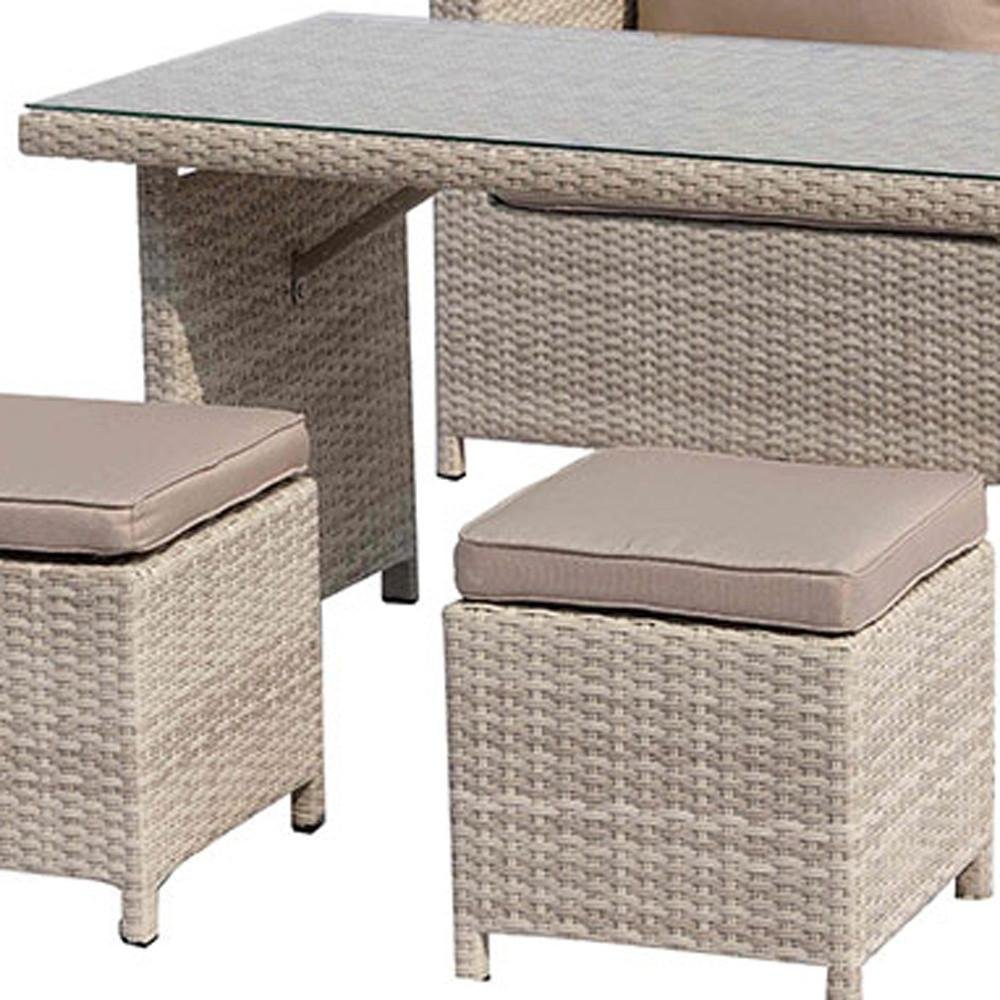 Beige Glass and Iron Coffee Table - 50-inch