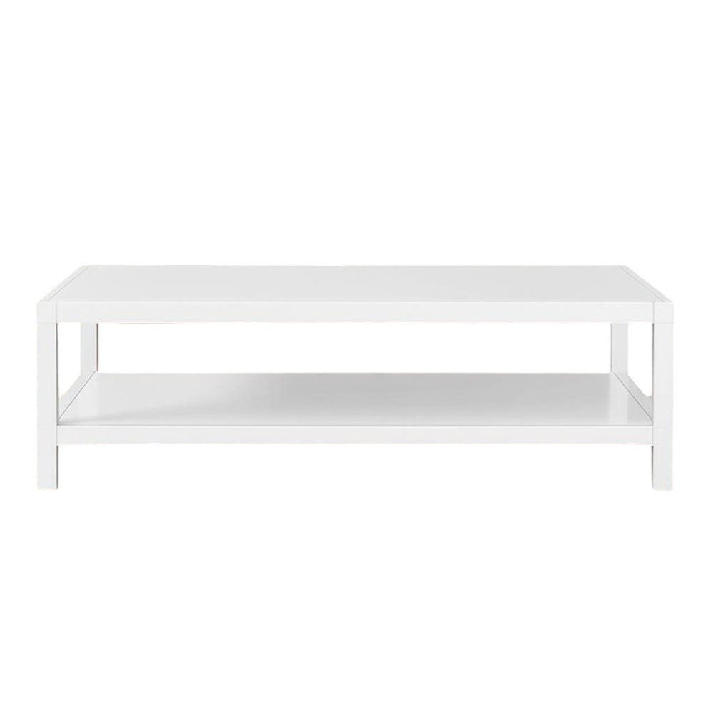 White Aluminum Coffee Table with Shelf - 35-inch