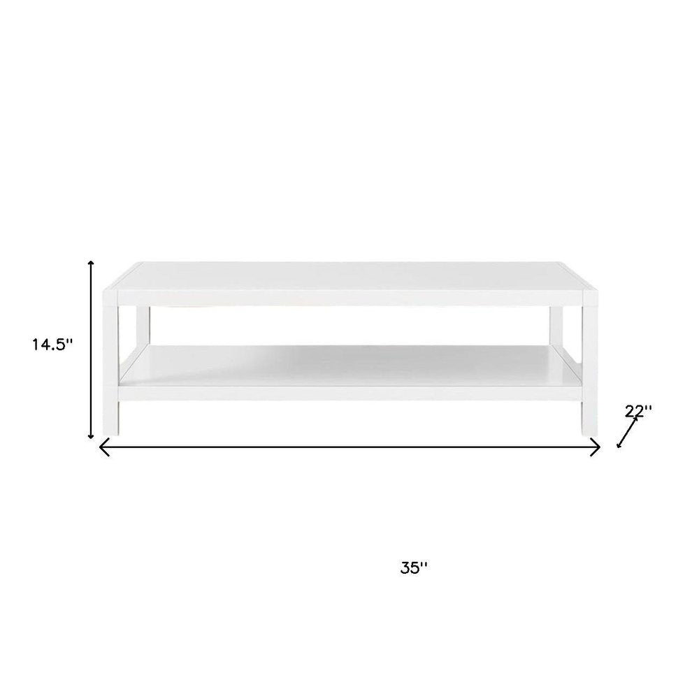 White Aluminum Coffee Table with Shelf - 35-inch