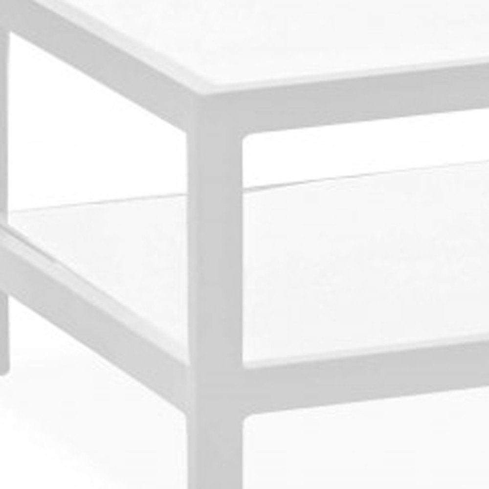 White Aluminum Coffee Table with Shelf - 35-inch