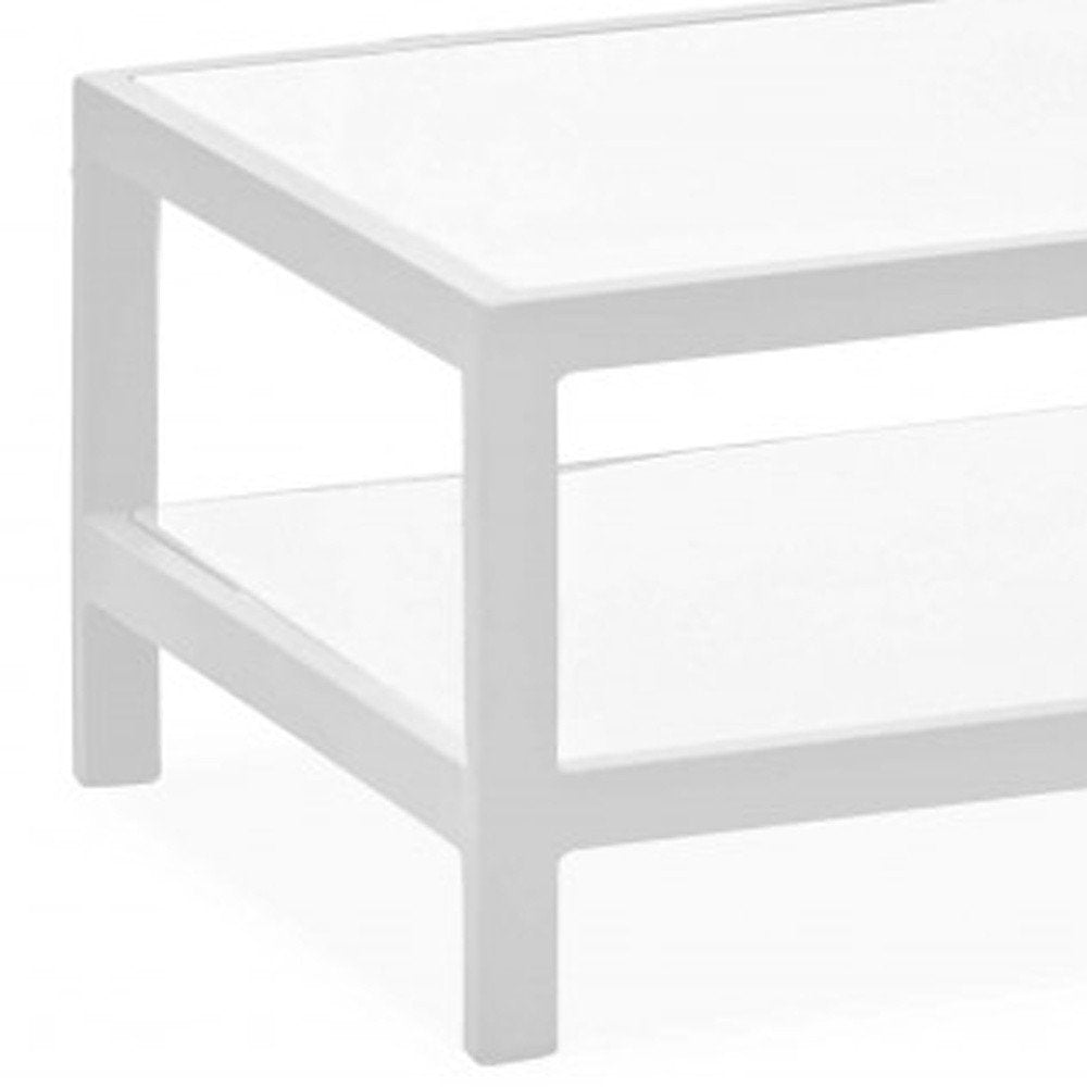 White Aluminum Coffee Table with Shelf - 35-inch