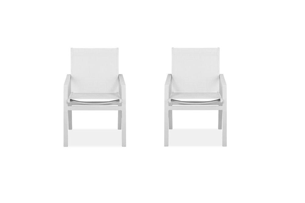 Set of Two 22 White Metal Indoor Outdoor Dining Chair
