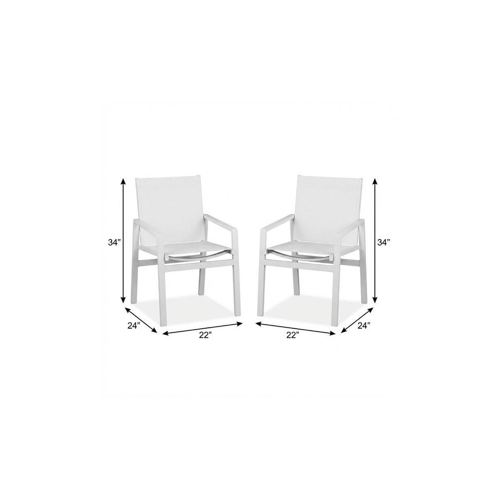 Set of Two 22 White Metal Indoor Outdoor Dining Chair