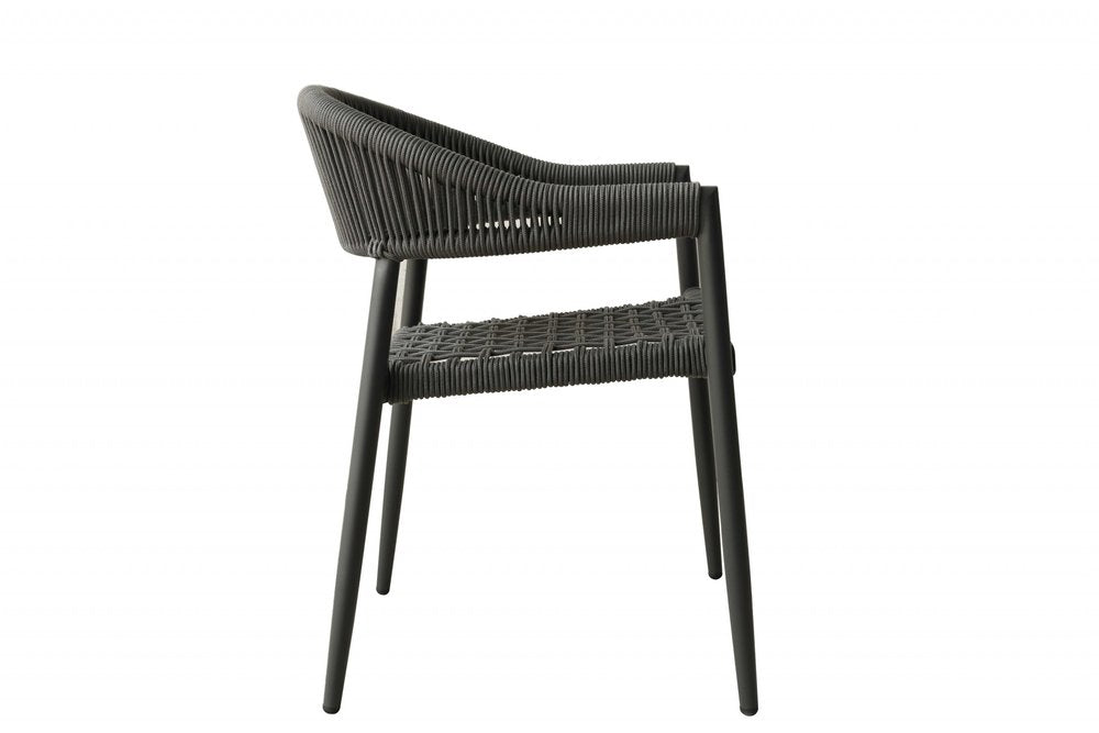 Set of Four 22 Gray Aluminum Outdoor Arm Chair