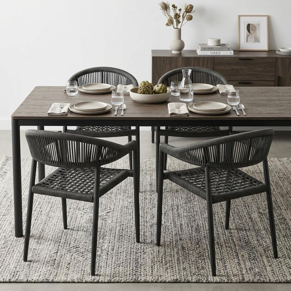 Set of Four 22 Gray Aluminum Outdoor Arm Chair