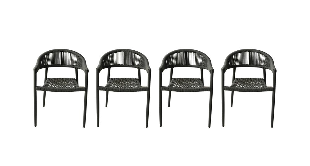 Set of Four 22 Gray Aluminum Outdoor Arm Chair