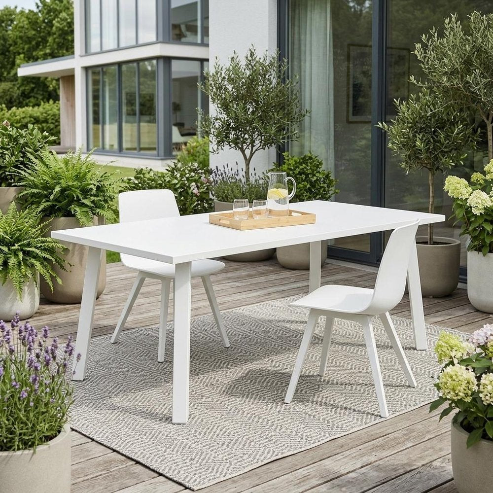 White Aluminum Outdoor Dining Table - 87-inch