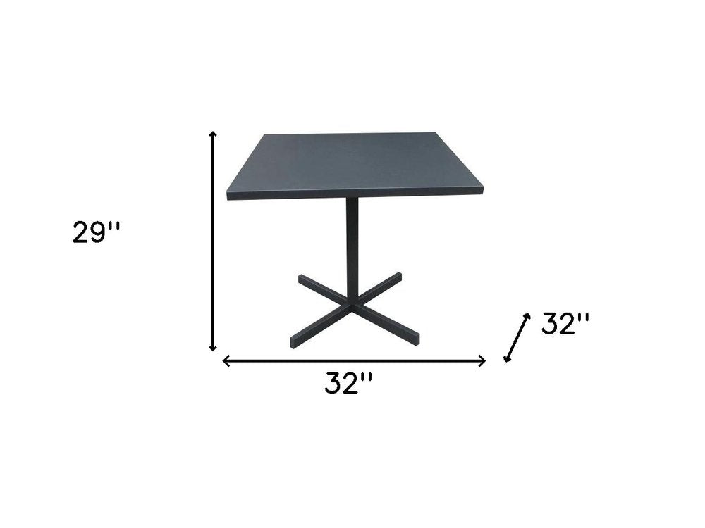 Gray Square Aluminum Pedestal Base Dining Table - 32-inch