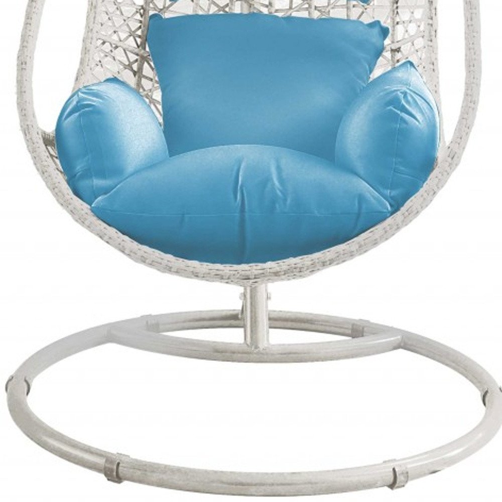 Blue and Steel Stand Finished Metal Outdoor Swing Chair with Blue Cushion