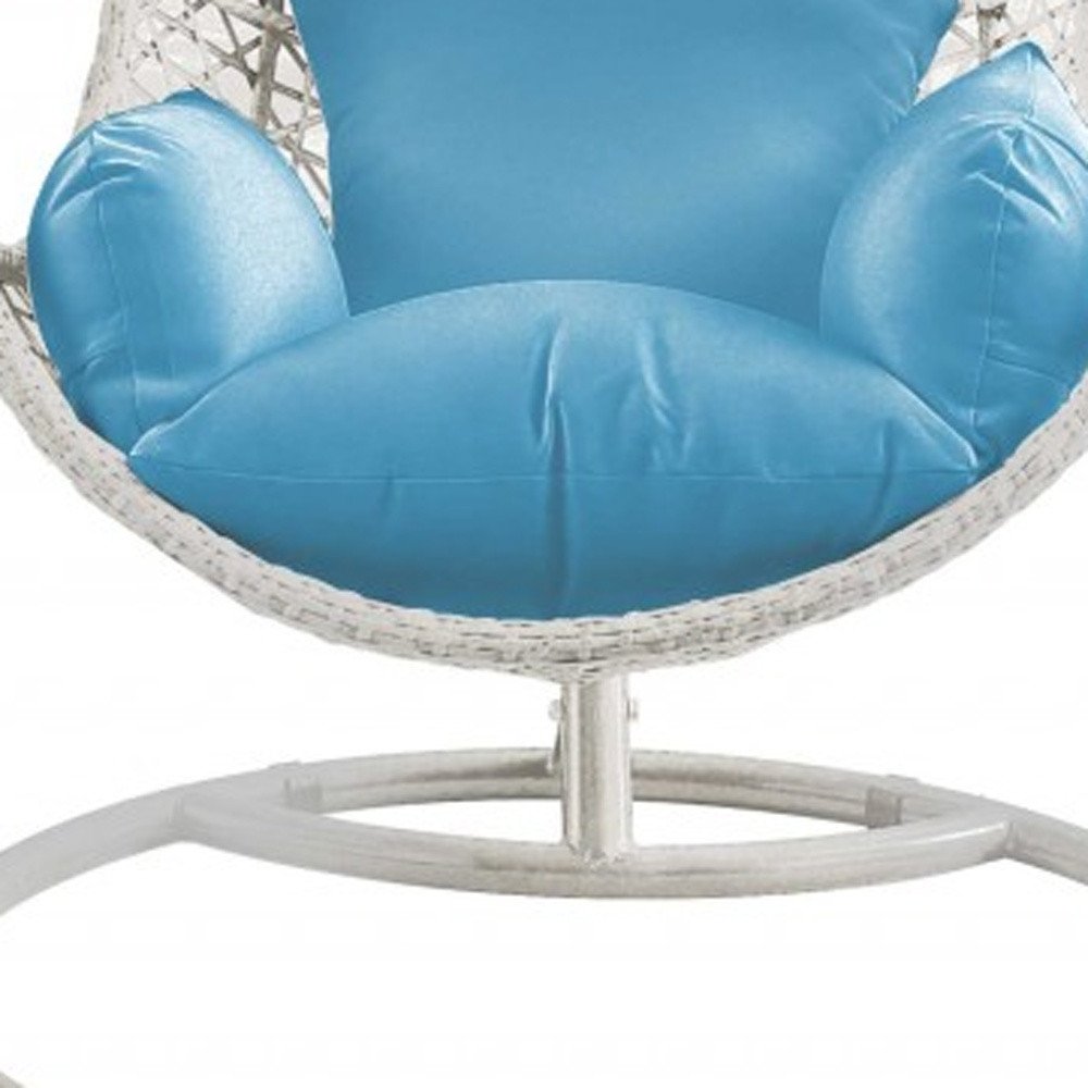 Blue and Steel Stand Finished Metal Outdoor Swing Chair with Blue Cushion