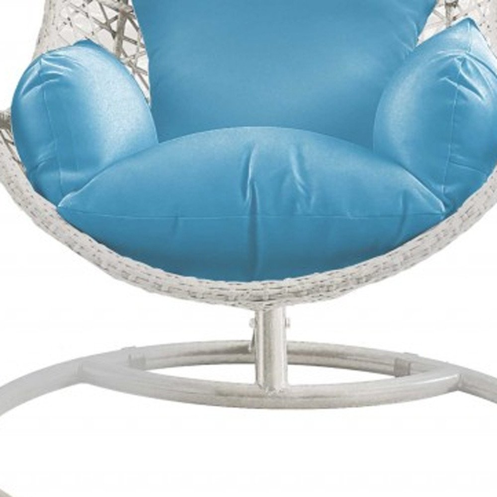 Blue and Steel Stand Finished Metal Outdoor Swing Chair with Blue Cushion