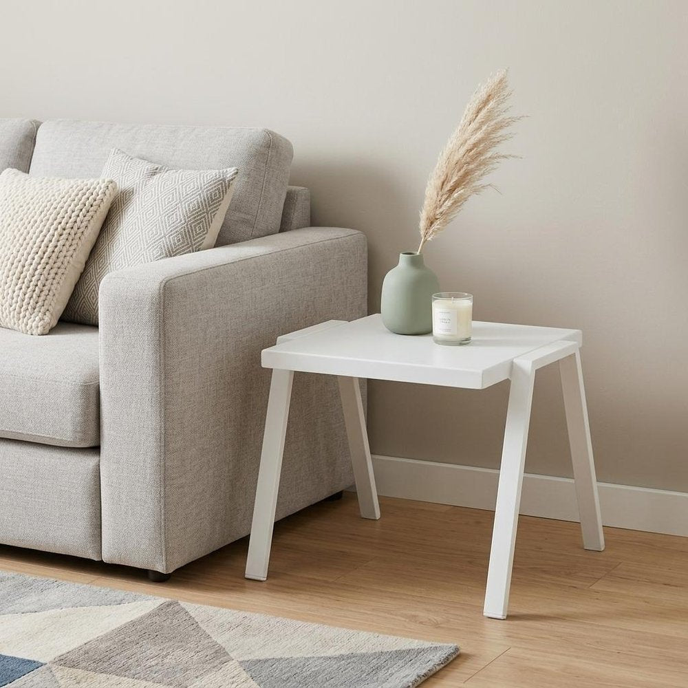 White Aluminum End Table - 16-inch