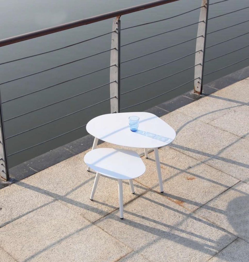 White Aluminum End Table - 16-inch