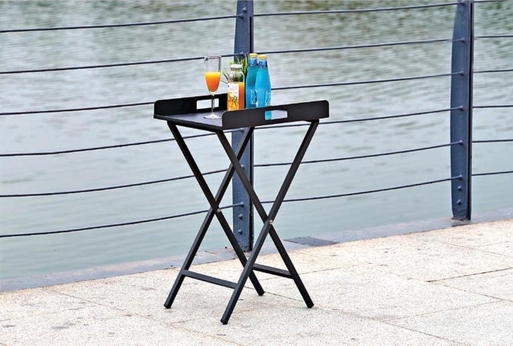 Gray Aluminum Outdoor Side Table - 19-inch