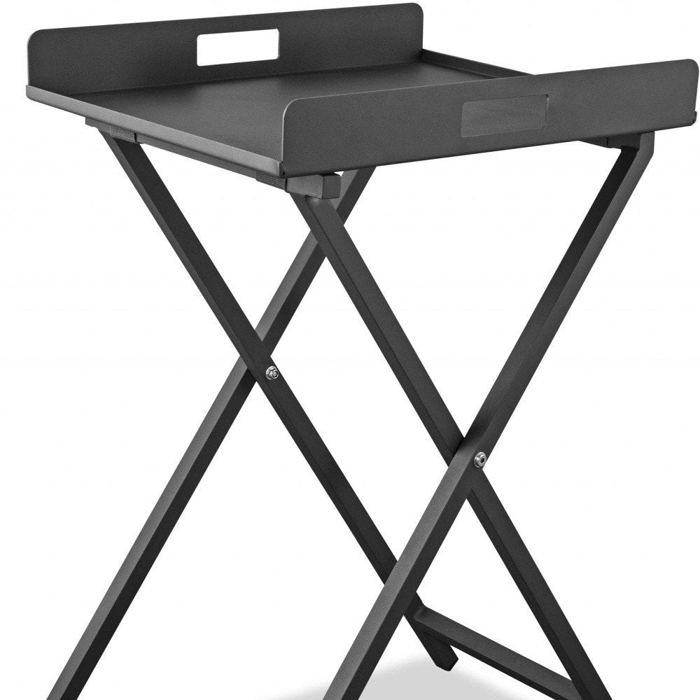 Gray Aluminum Outdoor Side Table - 19-inch