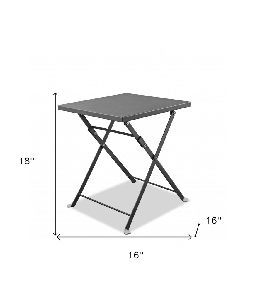 Gray Stainless Steel Square End Table - 18-inch