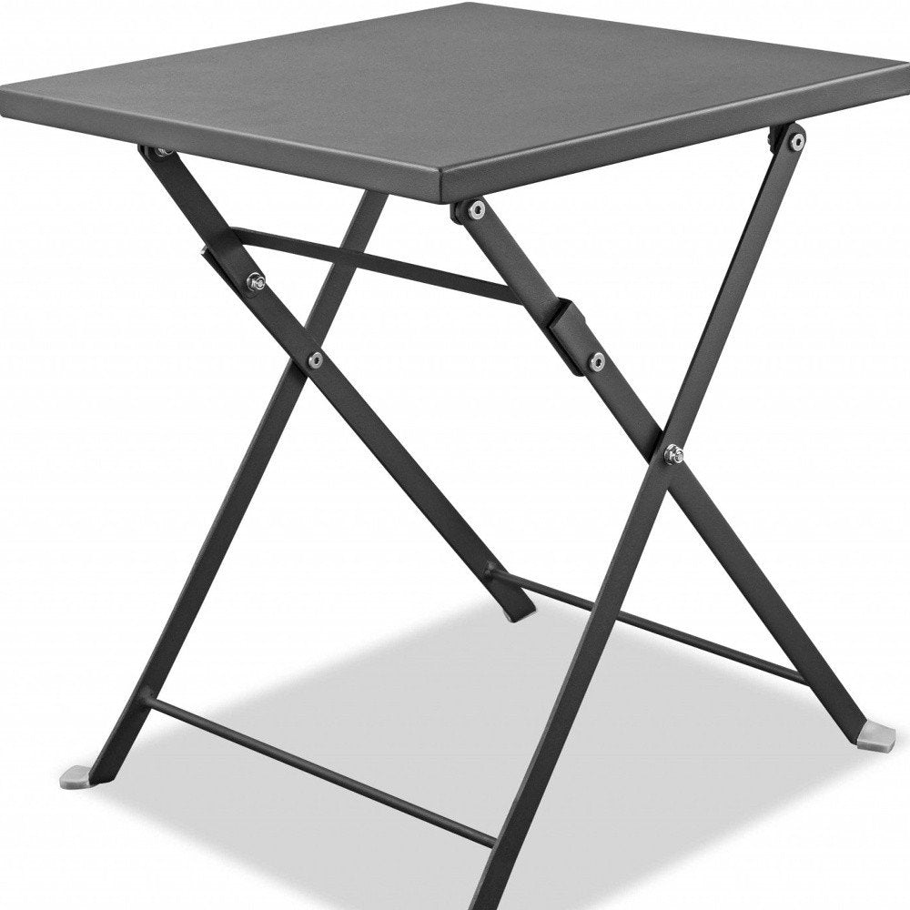Gray Stainless Steel Square End Table - 18-inch