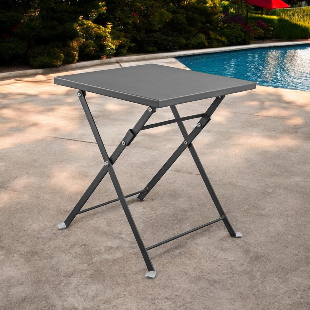 Gray Stainless Steel Square End Table - 18-inch