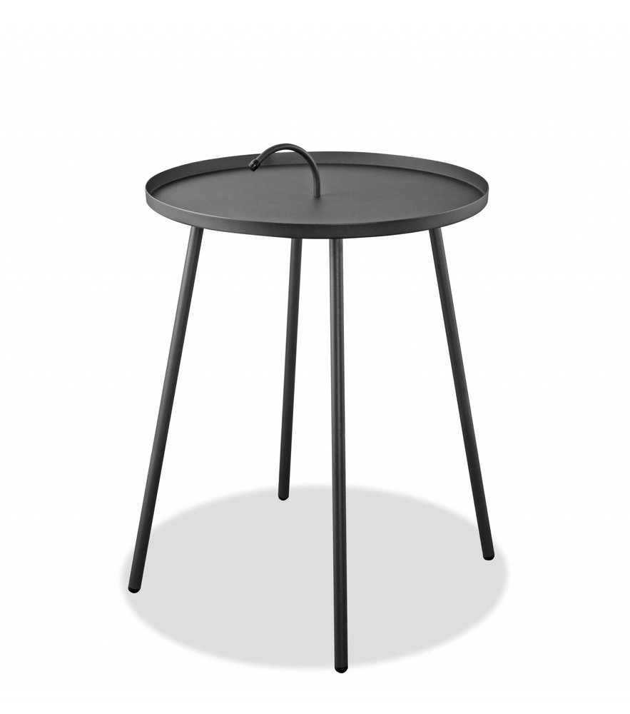 Gray Stainless Steel Round End Table - 25-inch