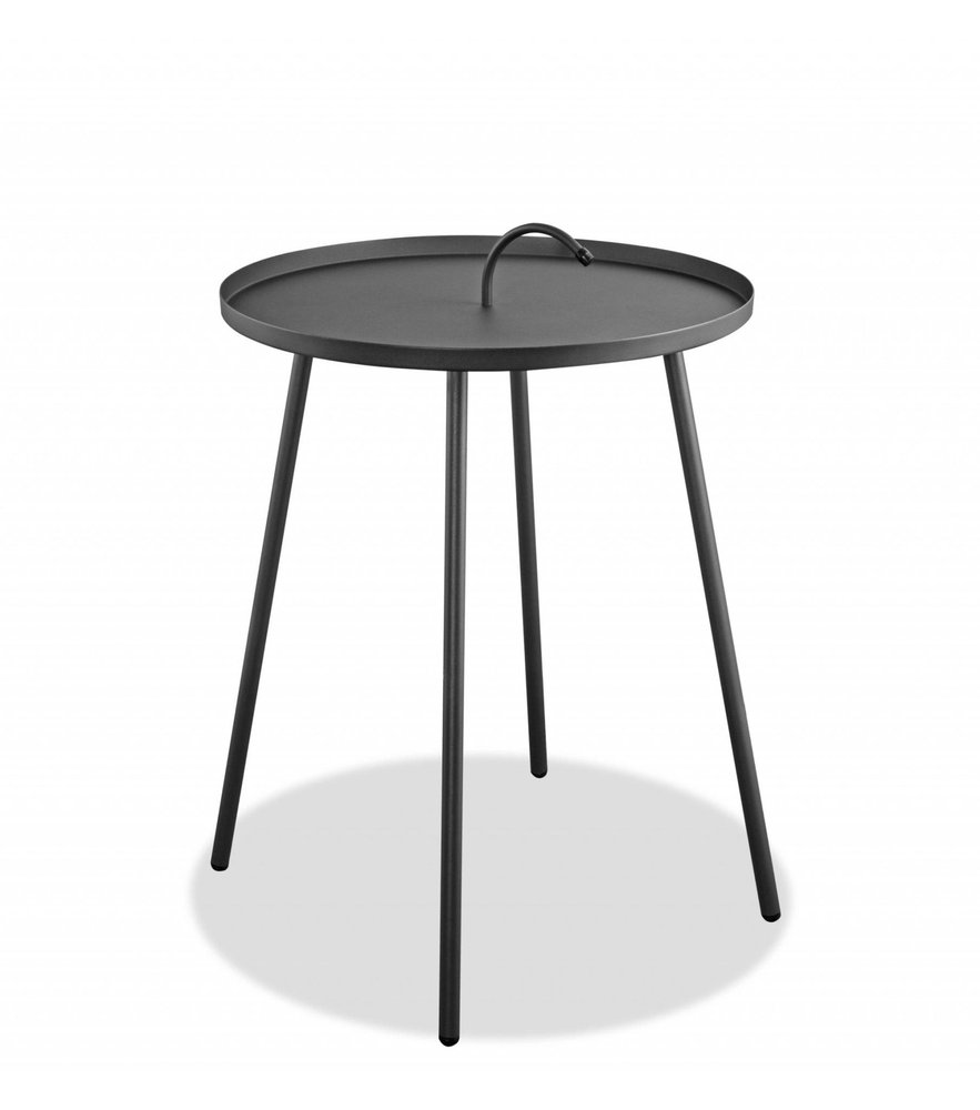 Gray Stainless Steel Round End Table - 25-inch