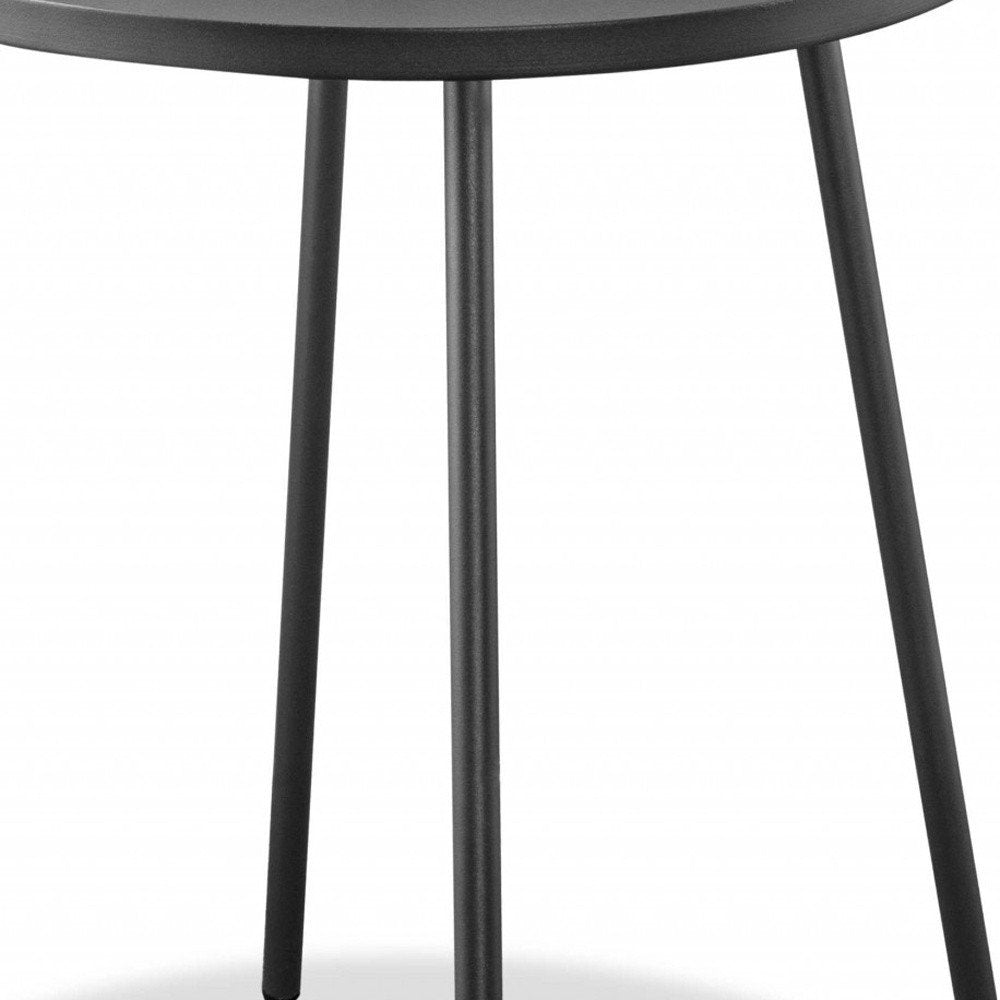 Gray Stainless Steel Round End Table - 25-inch