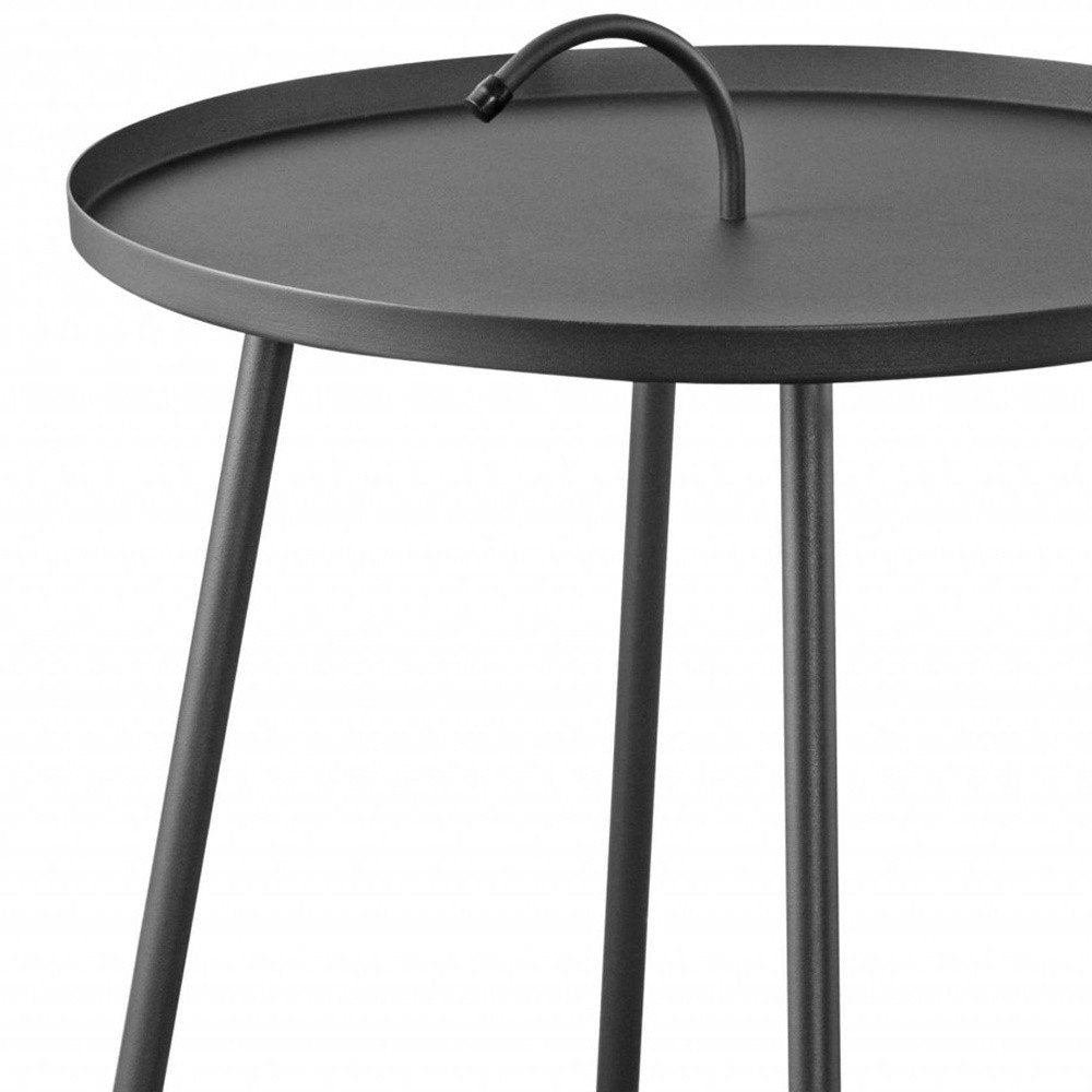 Gray Stainless Steel Round End Table - 25-inch