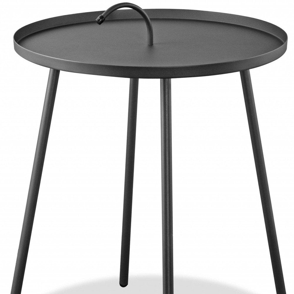Gray Stainless Steel Round End Table - 25-inch