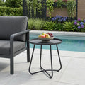 Gray Rounded Aluminum Outdoor Side Table - 18-inch