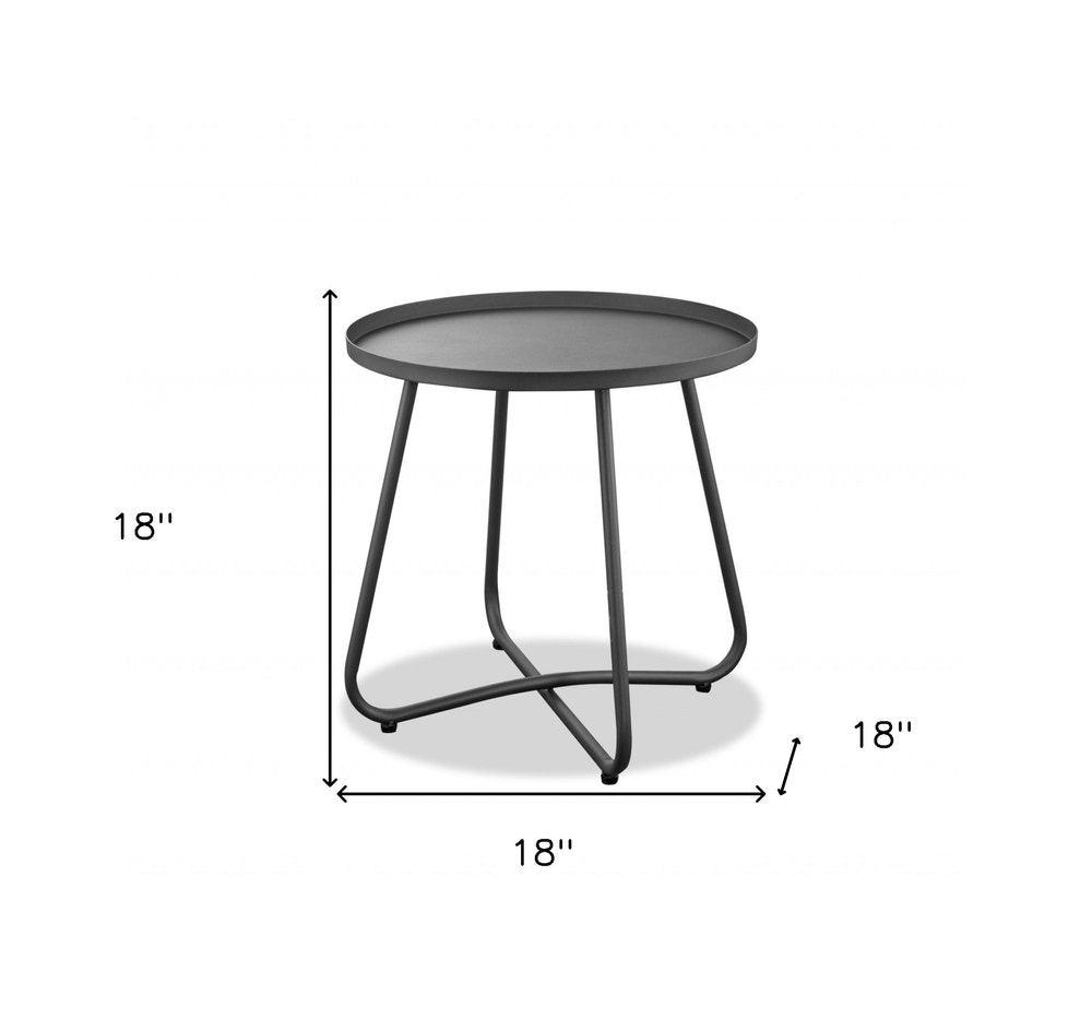 Gray Rounded Aluminum Outdoor Side Table - 18-inch