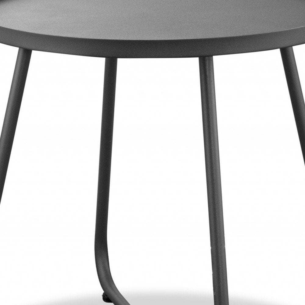 Gray Rounded Aluminum Outdoor Side Table - 18-inch