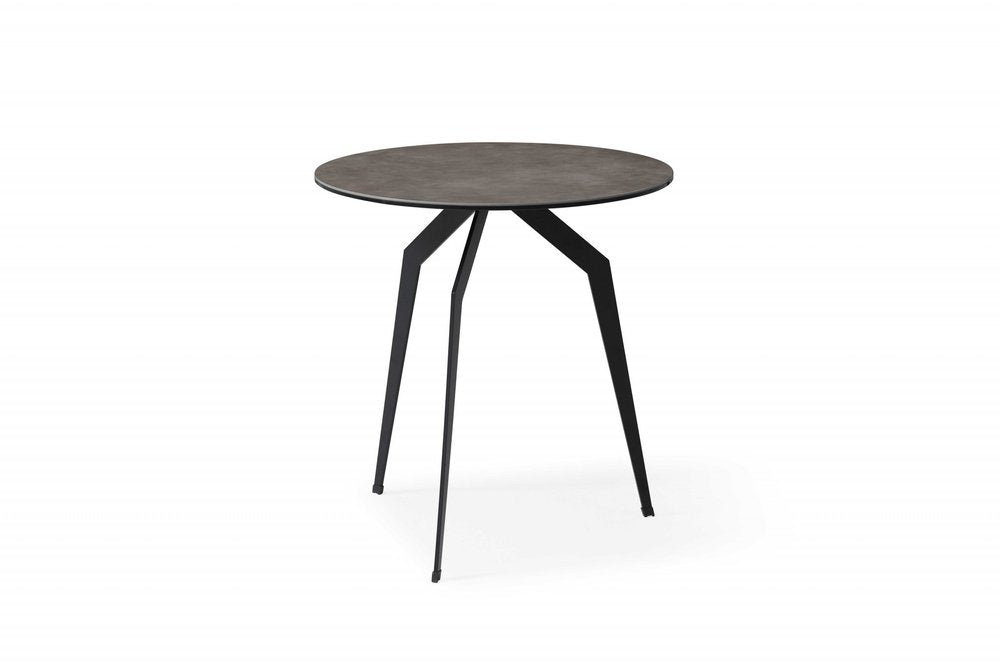 Black and Gray Ceramic Round End Table - 20-inch