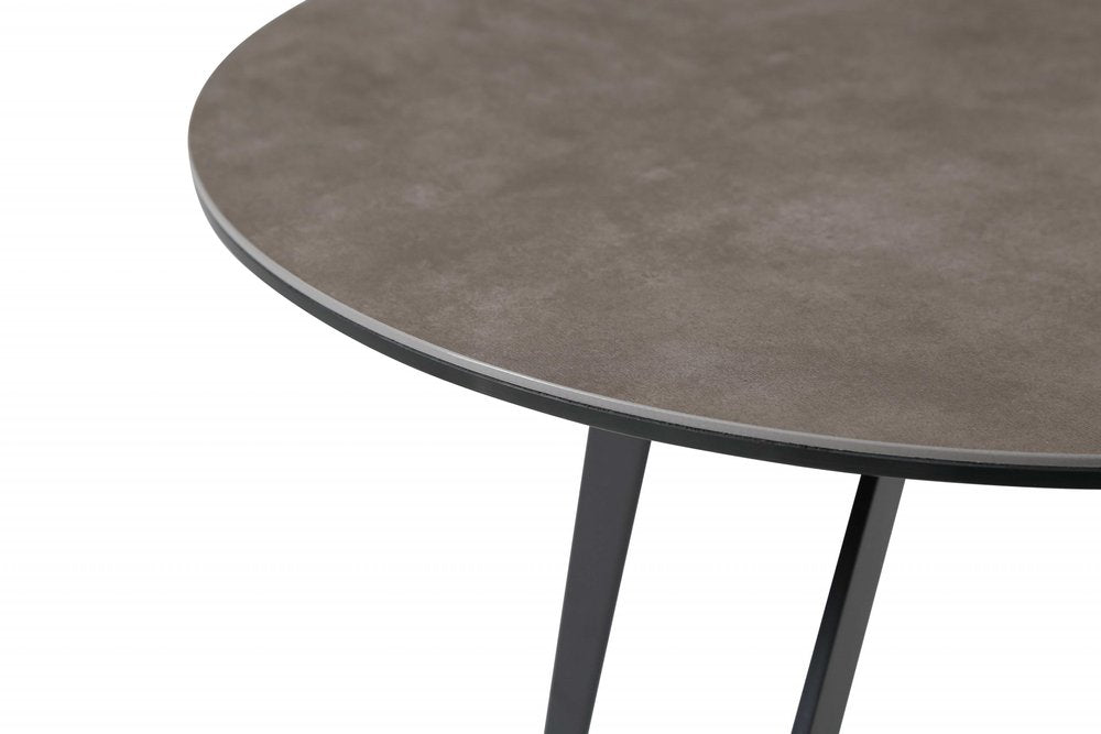 Black and Gray Ceramic Round End Table - 20-inch