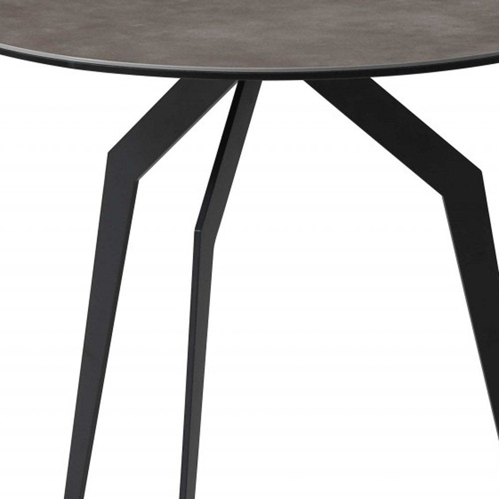 Black and Gray Ceramic Round End Table - 20-inch