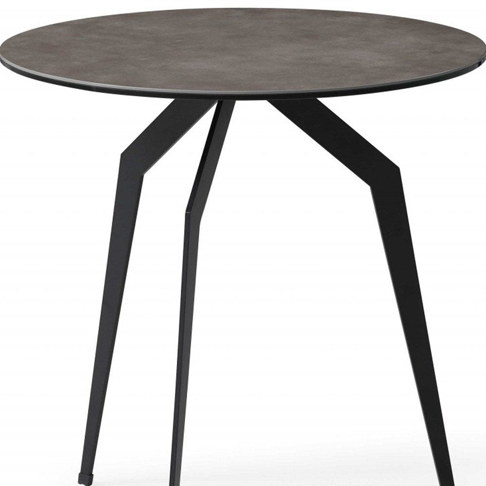 Black and Gray Ceramic Round End Table - 20-inch