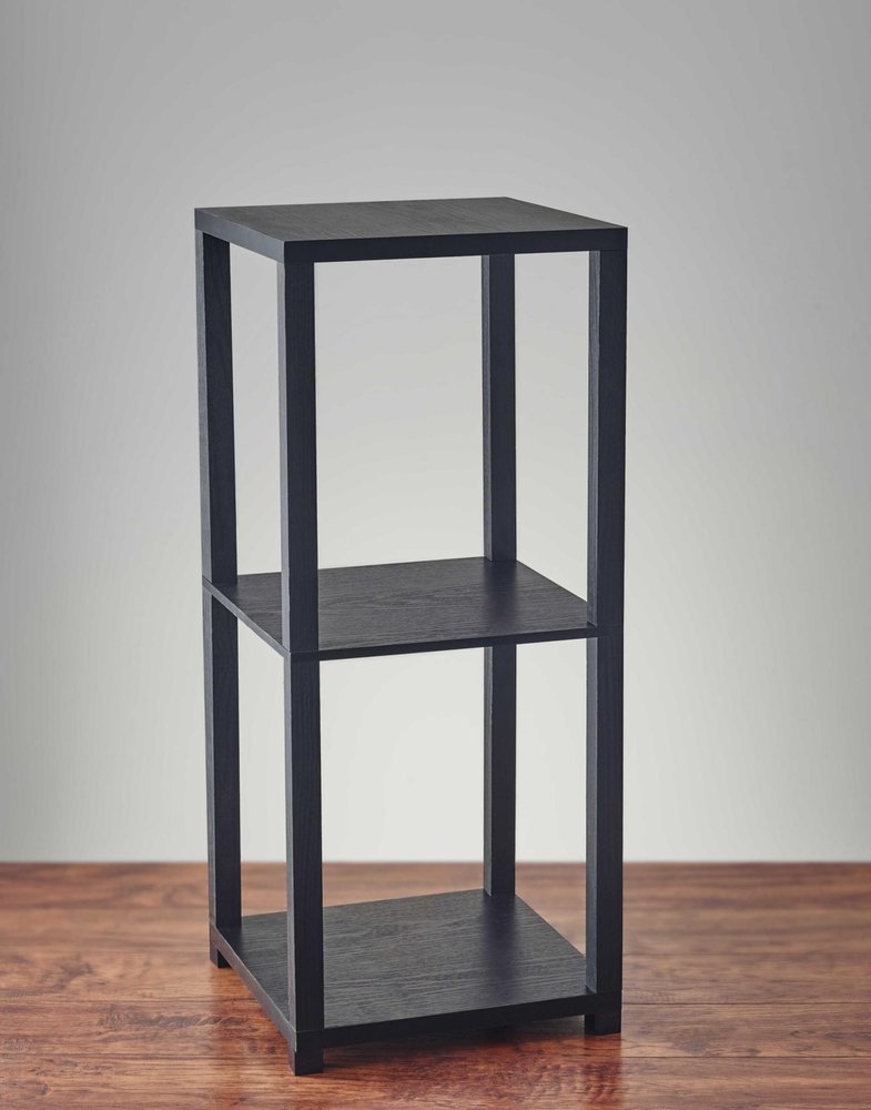 Black Square End Table with Two Shelves - 28-inch