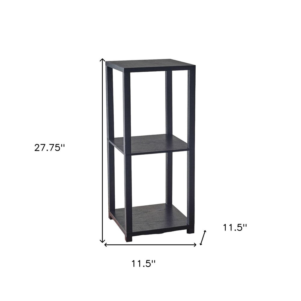 Black Square End Table with Two Shelves - 28-inch