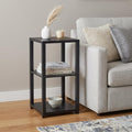 Black Square End Table with Two Shelves - 28-inch