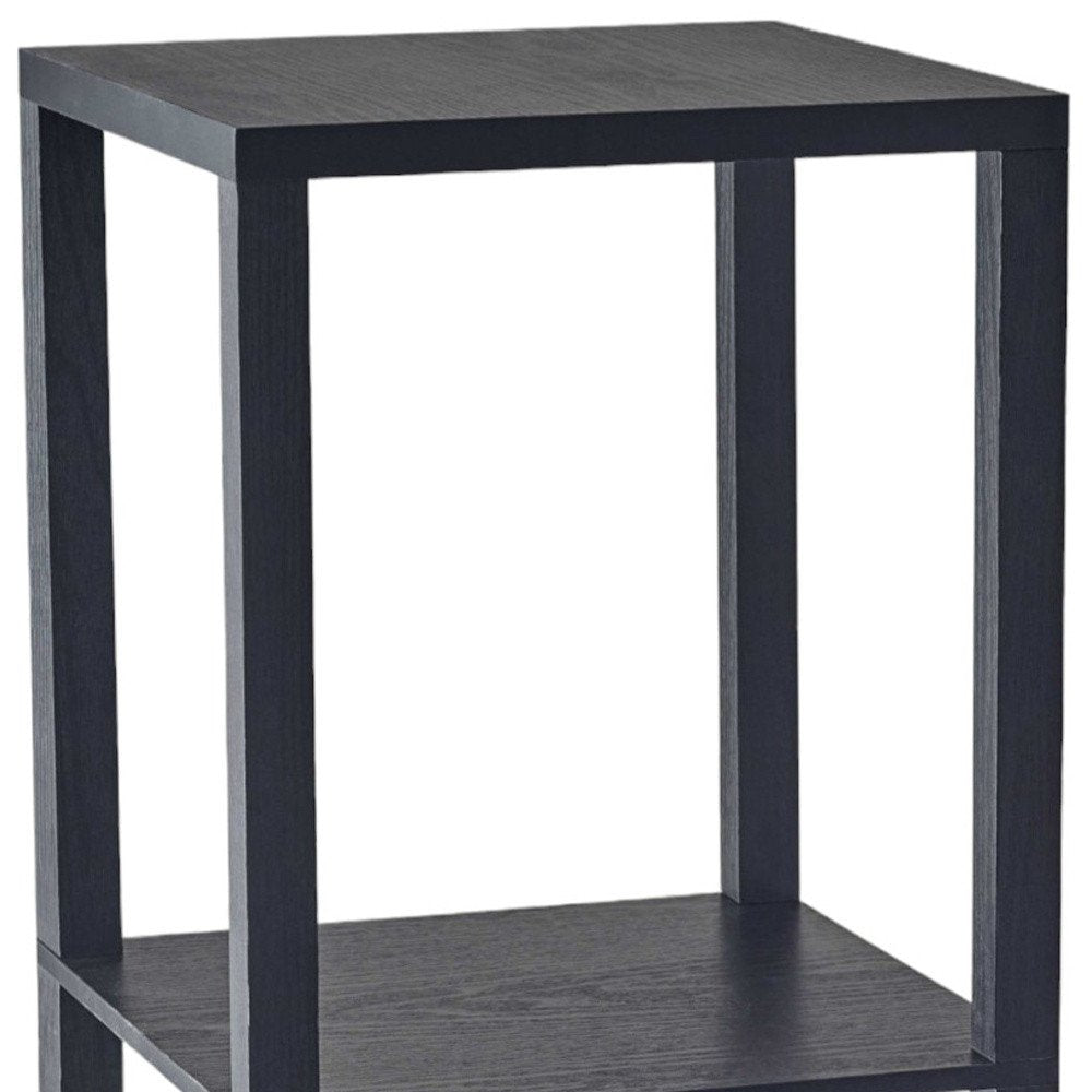 Black Square End Table with Two Shelves - 28-inch
