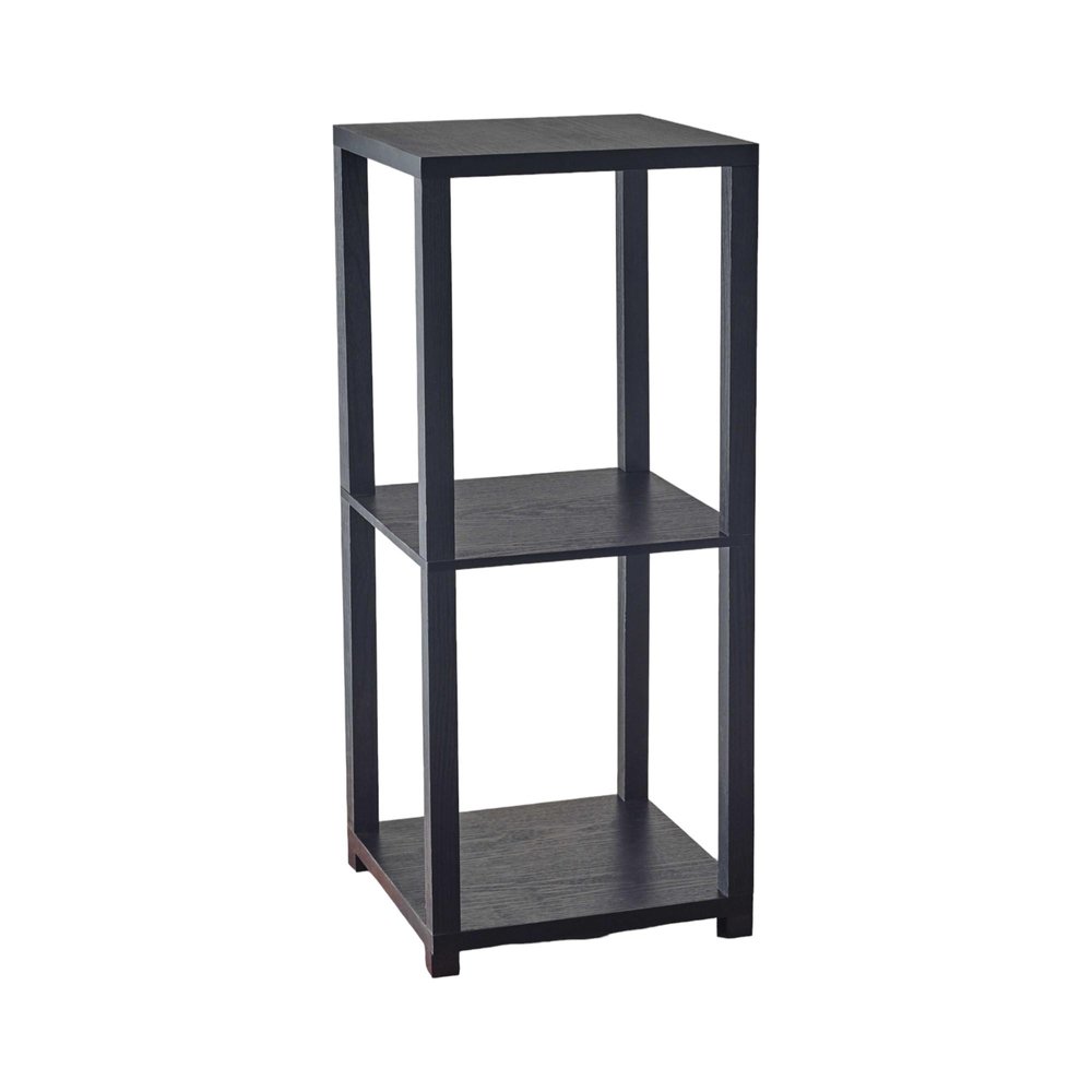 Black Square End Table with Two Shelves - 28-inch