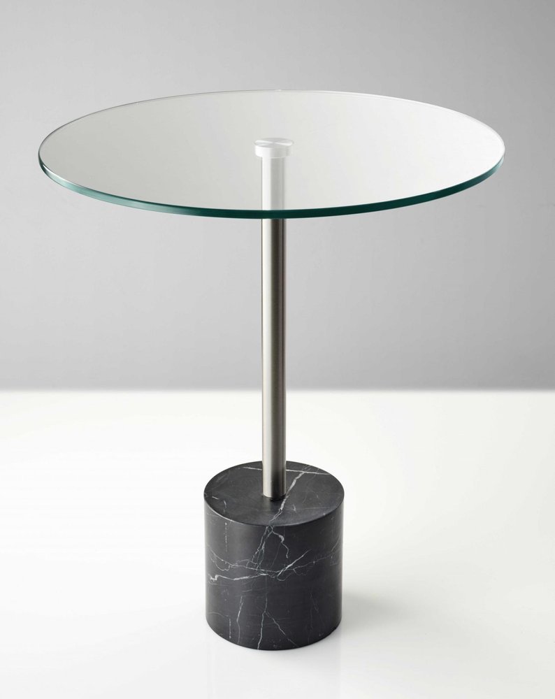 Silver and Clear Glass Round End Table - 21-inch