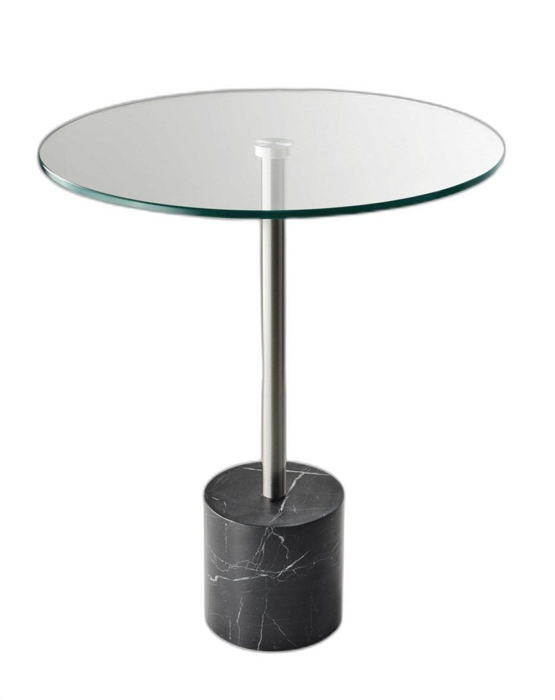Silver and Clear Glass Round End Table - 21-inch