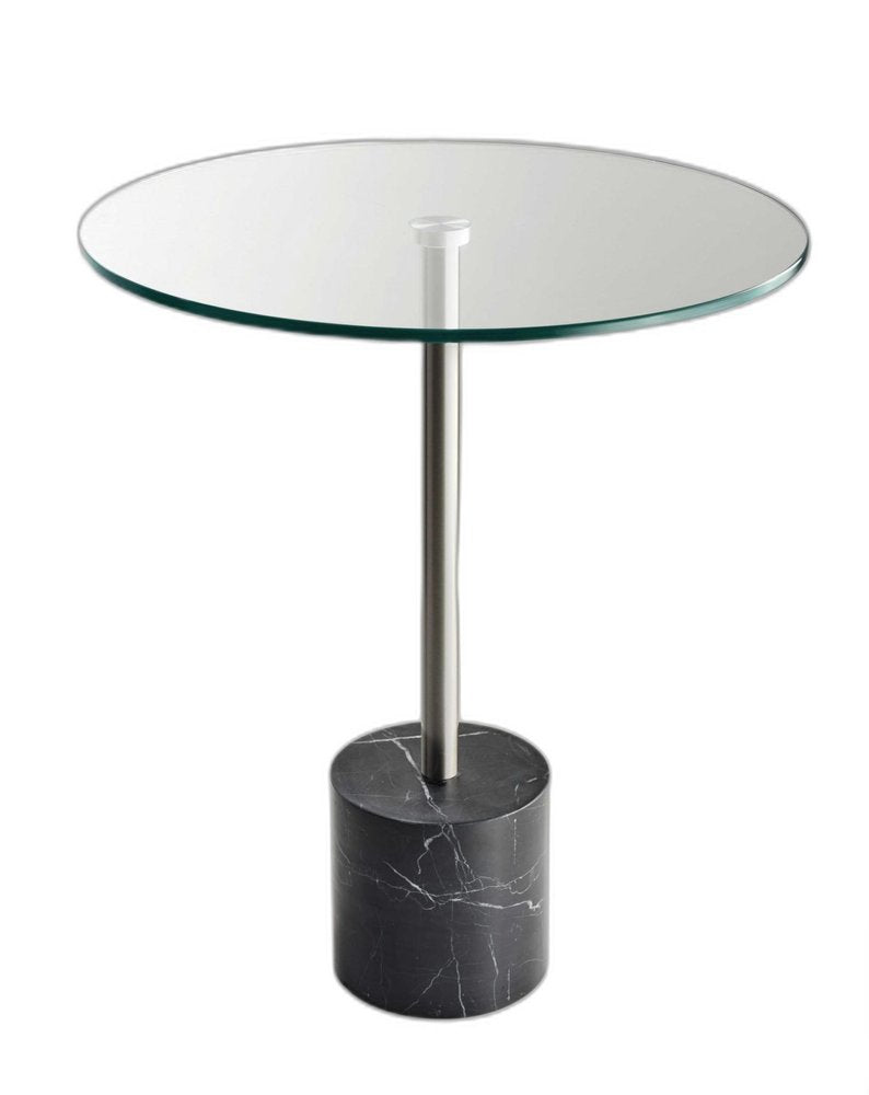 Silver and Clear Glass Round End Table - 21-inch