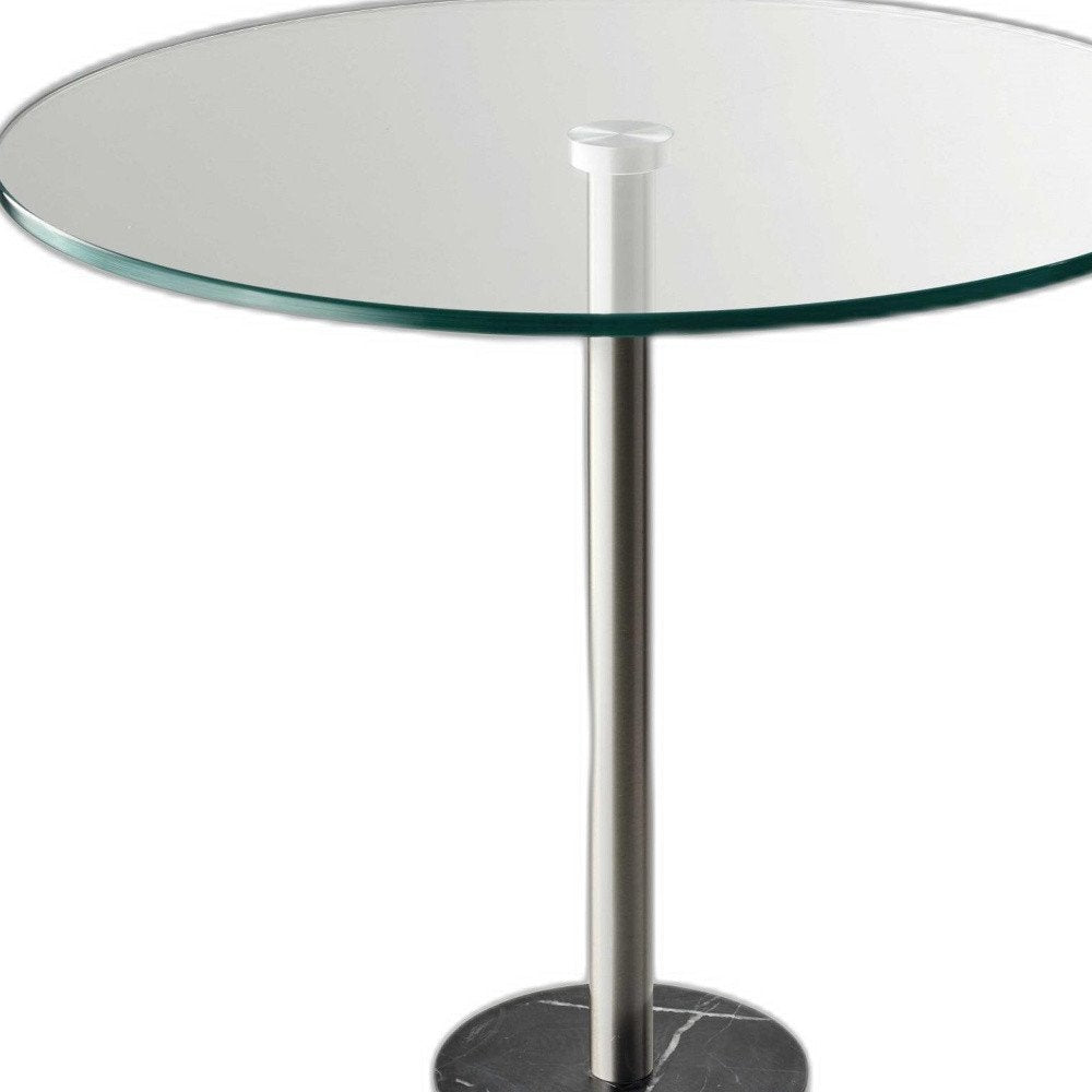 Silver and Clear Glass Round End Table - 21-inch
